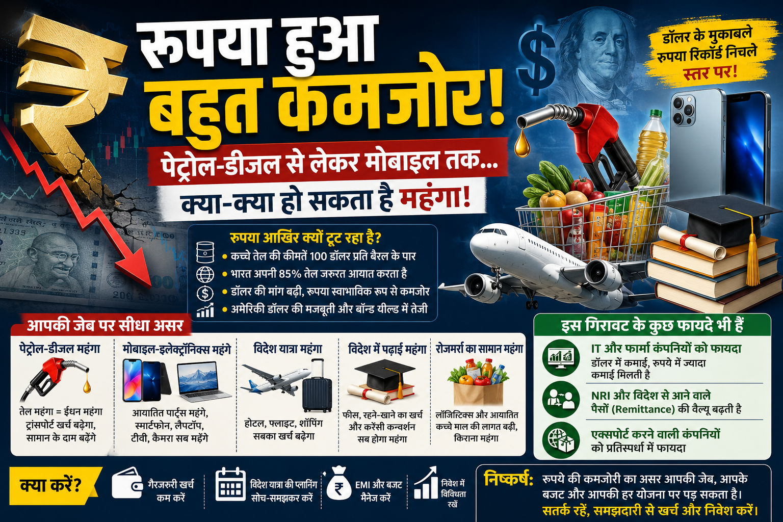रुपया कमजोर होने का असर